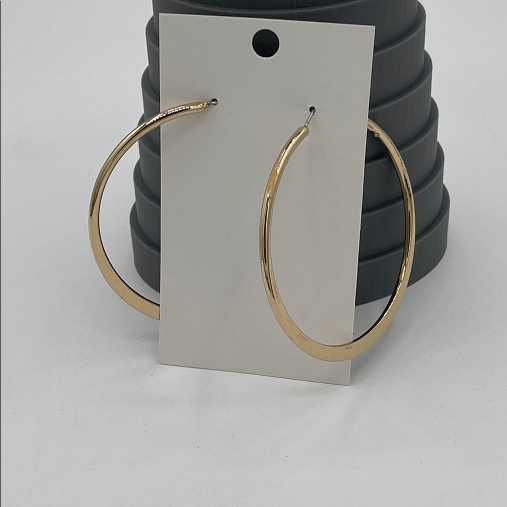 4.7.26-27 Gold-tone Hoop Earrings - Classic Hoops with Crystal inside
